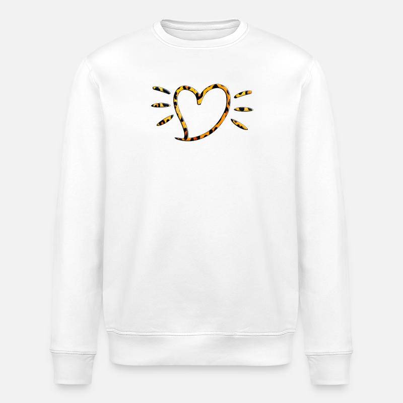 Leopard Heart Rays - Stanley/Stella ROLLER Unisex Organic Sweatshirt - white