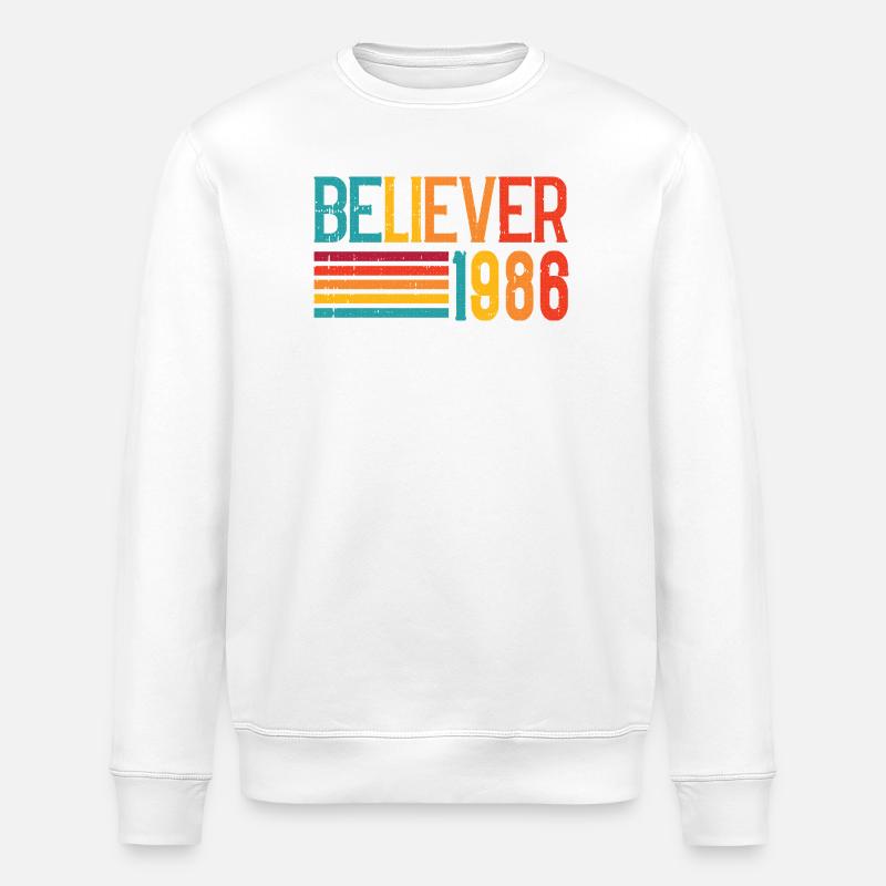 Believe 1986 Regenbogen Retro - Stanley/Stella Unisex Bio-Sweatshirt ROLLER - Weiß