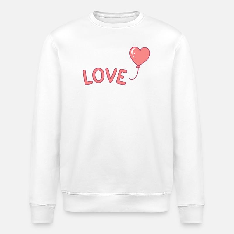 Pastell-Liebesballon-Illustration - Stanley/Stella Unisex Bio-Sweatshirt ROLLER - Weiß