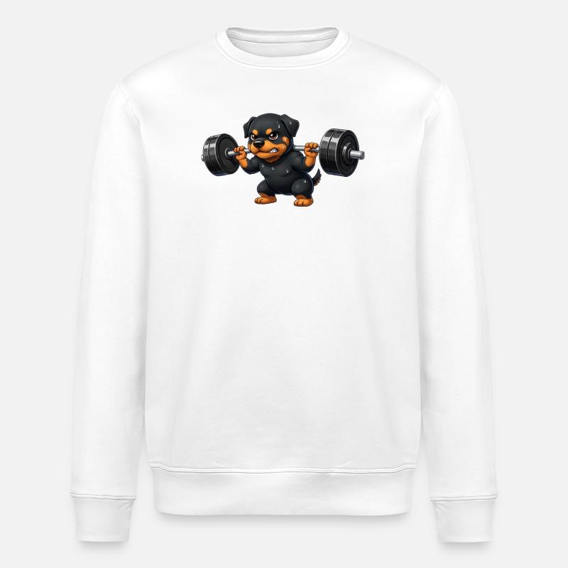Rottweiler Gewichtheber Barbell Training Workout - Stanley/Stella Unisex Bio-Sweatshirt ROLLER - Weiß