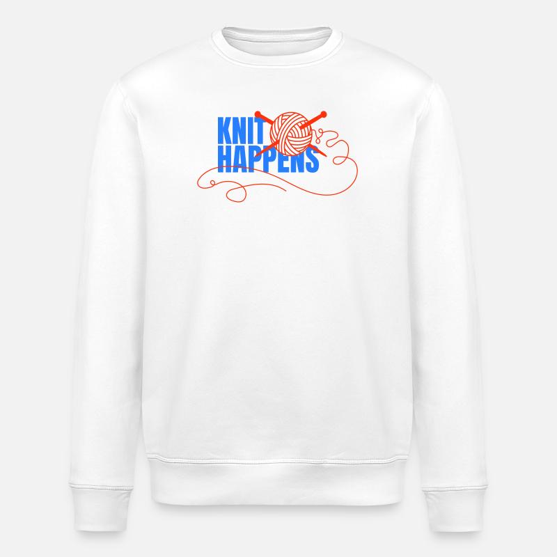 Logo Knit Happens Conception tricotée - Sweat bio ROLLER Stanley/Stella Unisexe - blanc