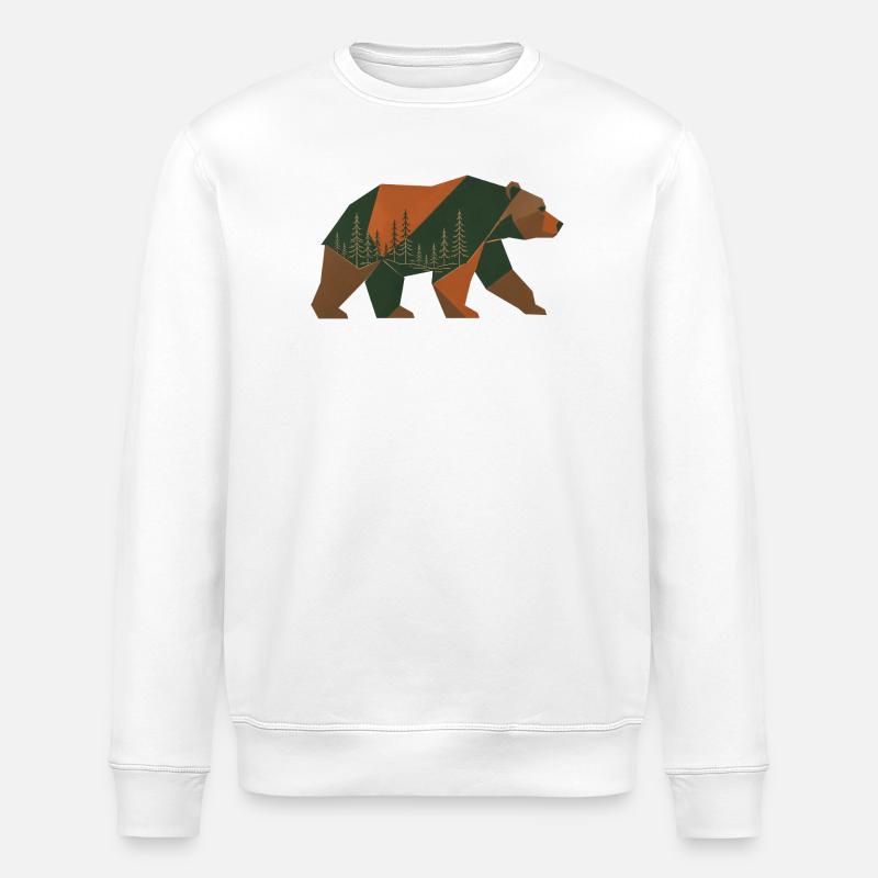 Geometrischer Waldbär - Stanley/Stella Unisex Bio-Sweatshirt ROLLER - Weiß