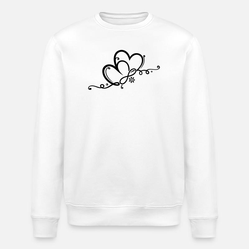 Zwei Herzen mit Blume und infinity - Stanley/Stella Unisex Bio-Sweatshirt ROLLER - Weiß
