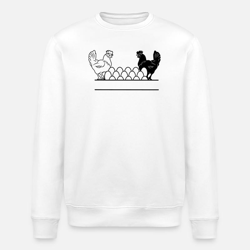 Monogramme de poulet foncé et clair - Sweat bio ROLLER Stanley/Stella Unisexe - blanc