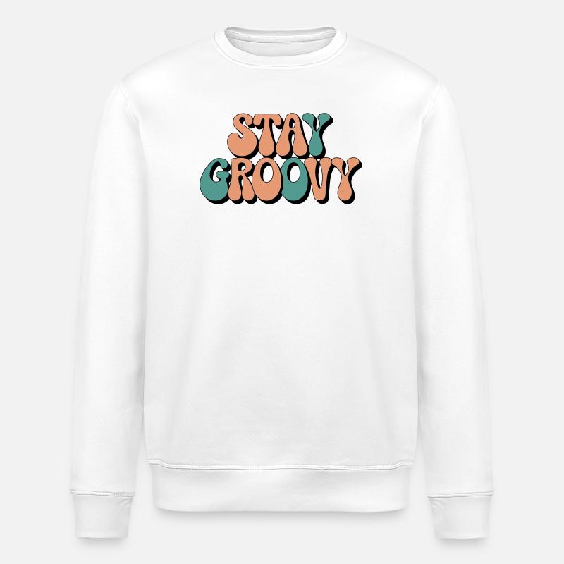 Stay Groovy - Retro Vibes - Stanley/Stella Unisex Bio-Sweatshirt ROLLER - Weiß