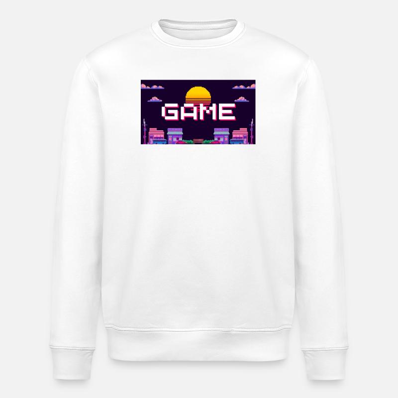 Rétro Pixel Game Sunset Design - Sweat bio ROLLER Stanley/Stella Unisexe - blanc