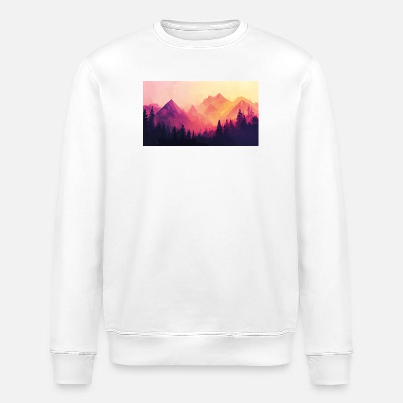 forest mountains - Stanley/Stella ROLLER Unisex Organic Sweatshirt - white