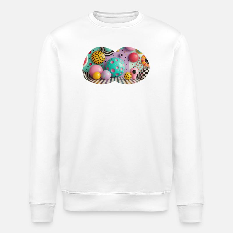 Bunte 3D-Polka-Dot Kunstwelt - Stanley/Stella Unisex Bio-Sweatshirt ROLLER - Weiß