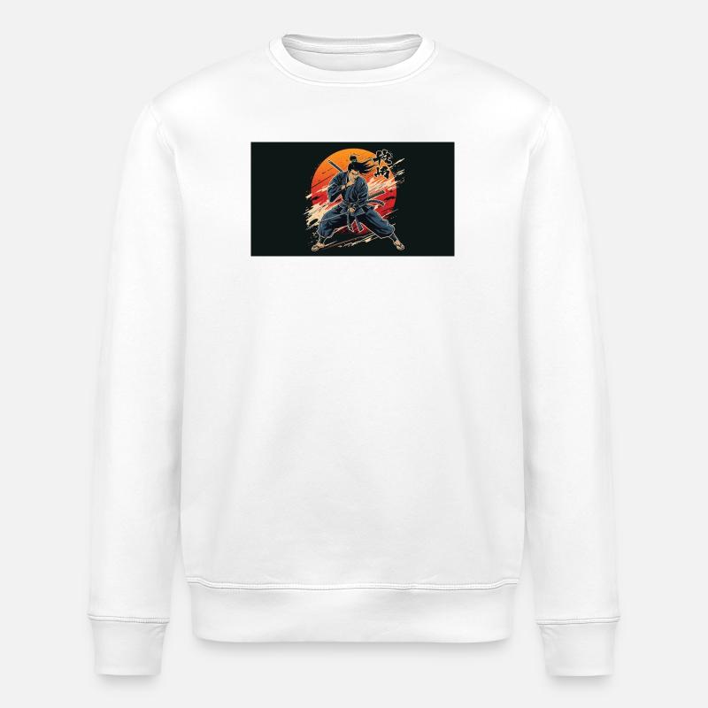 Samouraï au coucher du soleil - Sweat bio ROLLER Stanley/Stella Unisexe - blanc
