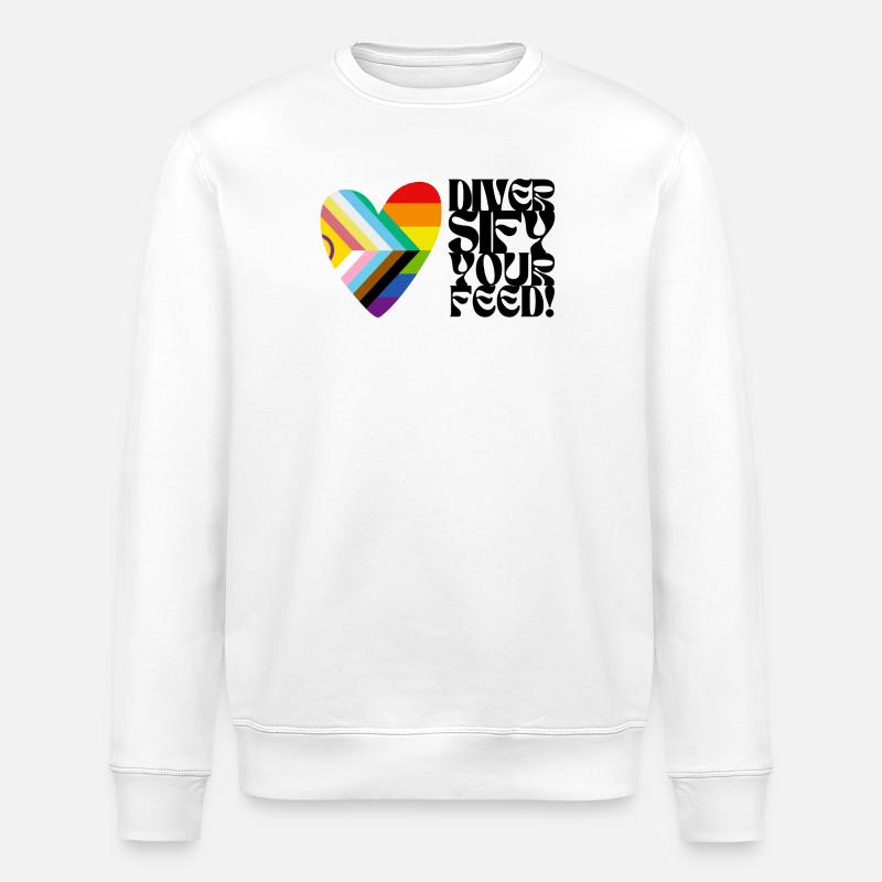🌈♿ Diversify Your Feed –Progress Pride&Disability - Stanley/Stella ROLLER Unisex Organic Sweatshirt - white