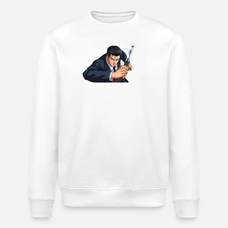 anime im Anzug mit Schwert - Stanley/Stella Unisex Bio-Sweatshirt ROLLER - Weiß