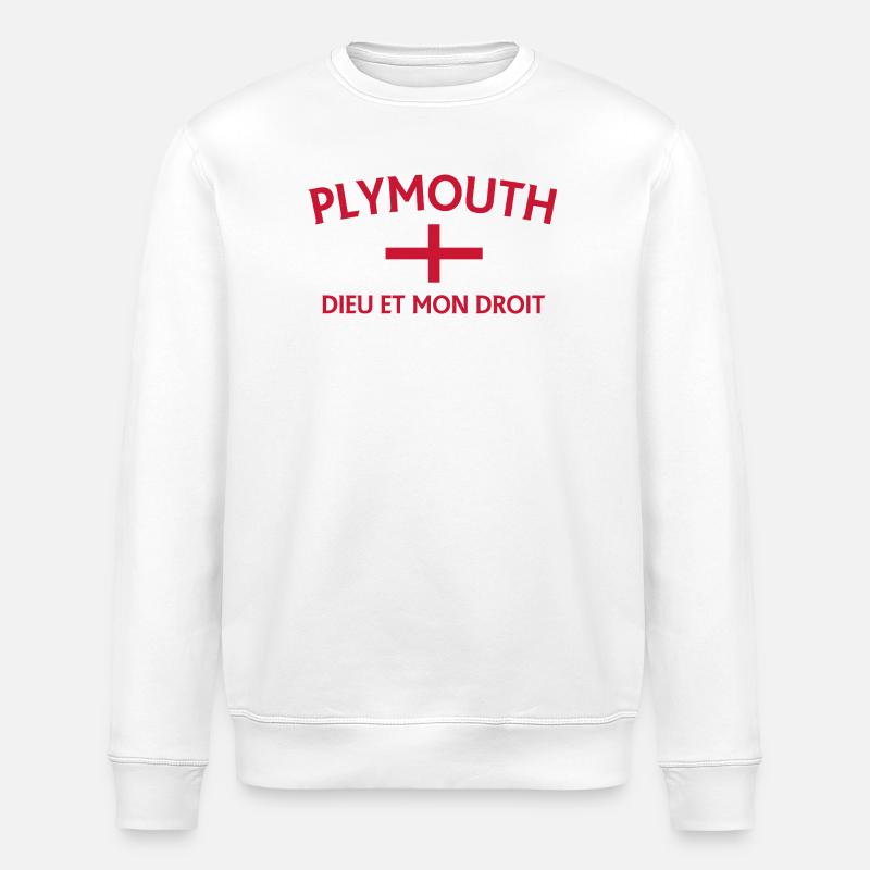 Devise du drapeau de Plymouth - Sweat bio ROLLER Stanley/Stella Unisexe - blanc
