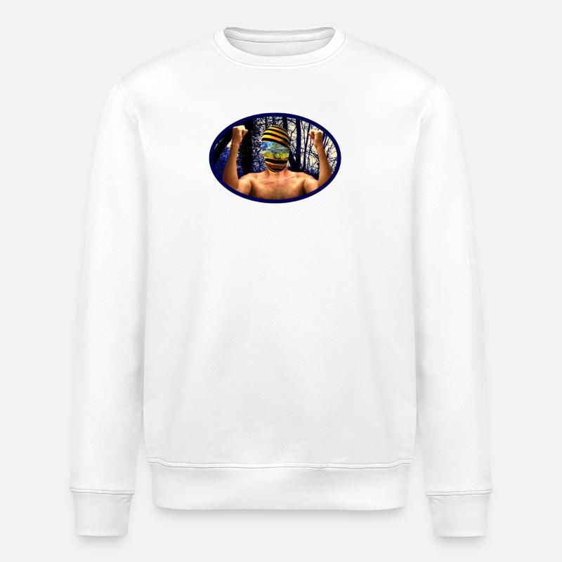 Forest Spirit Mask Warrior - Stanley/Stella ROLLER Unisex Organic Sweatshirt - white