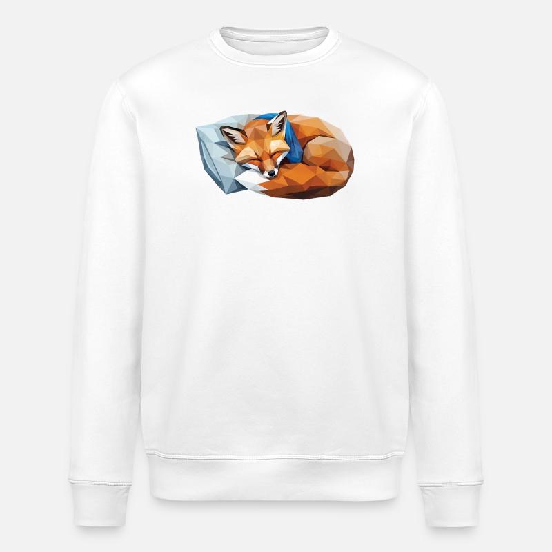 Sleeping Fox in Polygon Style - Stanley/Stella ROLLER Unisex Organic Sweatshirt - white