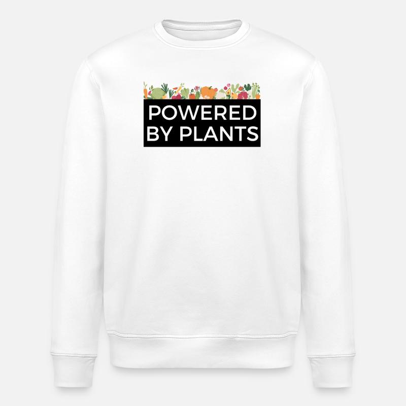 Powered by Plants Tee Design Veggie - Stanley/Stella ROLLER Unisex Organic Sweatshirt - white