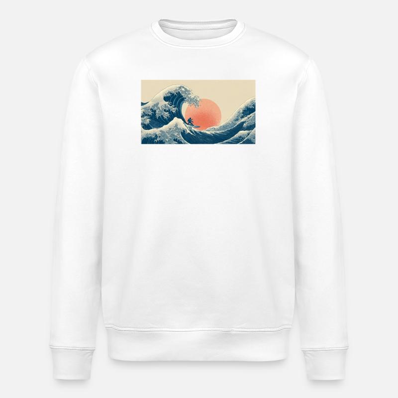 Surfing Wave at Sunset - Stanley/Stella ROLLER Unisex Organic Sweatshirt - white