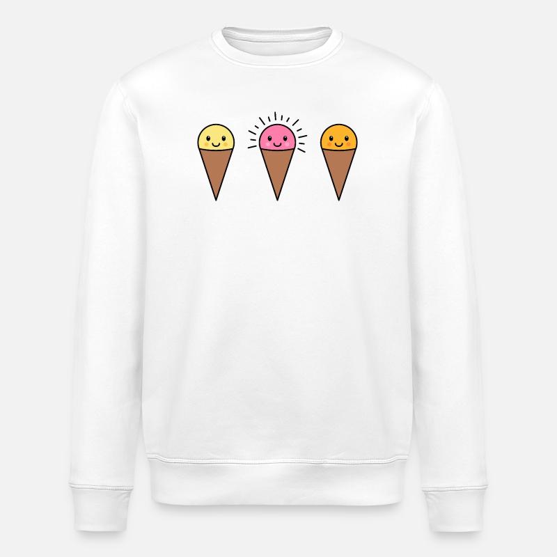 Kawaii Eis in der Waffel - Stanley/Stella Unisex Bio-Sweatshirt ROLLER - Weiß