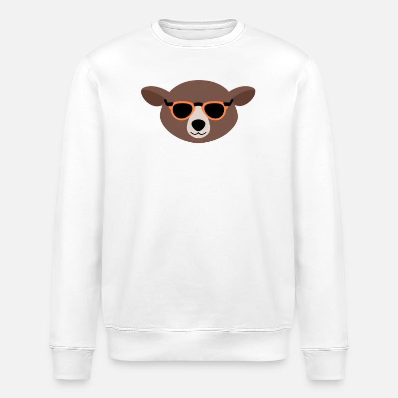 Mole with orange sunglasses - Stanley/Stella ROLLER Unisex Organic Sweatshirt - white