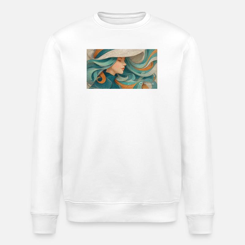 Fließendes Farbporträt Turquoise - Stanley/Stella Unisex Bio-Sweatshirt ROLLER - Weiß
