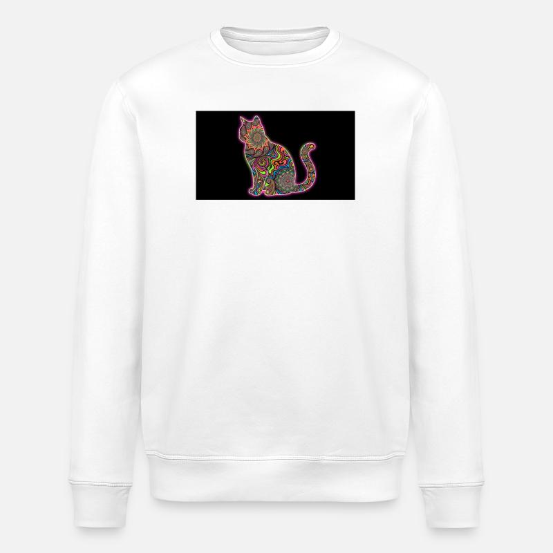 Psychedelische Katzenmuster - Stanley/Stella Unisex Bio-Sweatshirt ROLLER - Weiß
