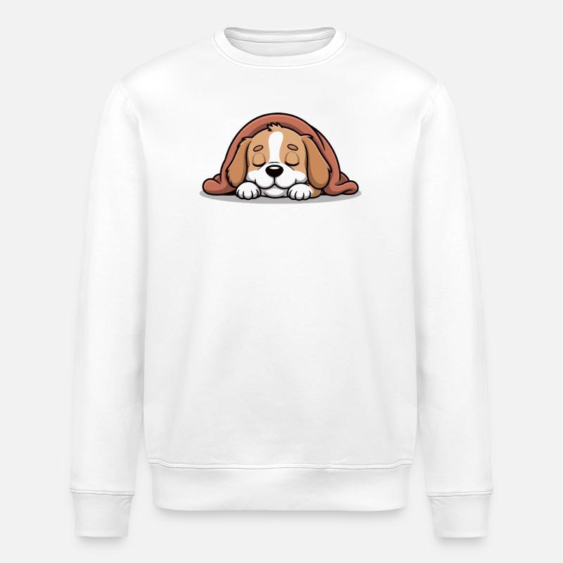 Schlafendes Beagle Kuscheltier - Stanley/Stella Unisex Bio-Sweatshirt ROLLER - Weiß