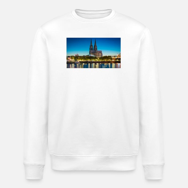 Cologne Cathedral Evening Light Silhouette - Stanley/Stella ROLLER Unisex Organic Sweatshirt - white