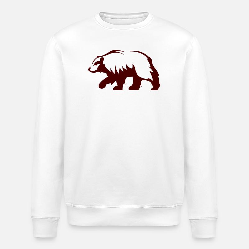 Forest Bear Silhouette - Stanley/Stella ROLLER Unisex Organic Sweatshirt - white