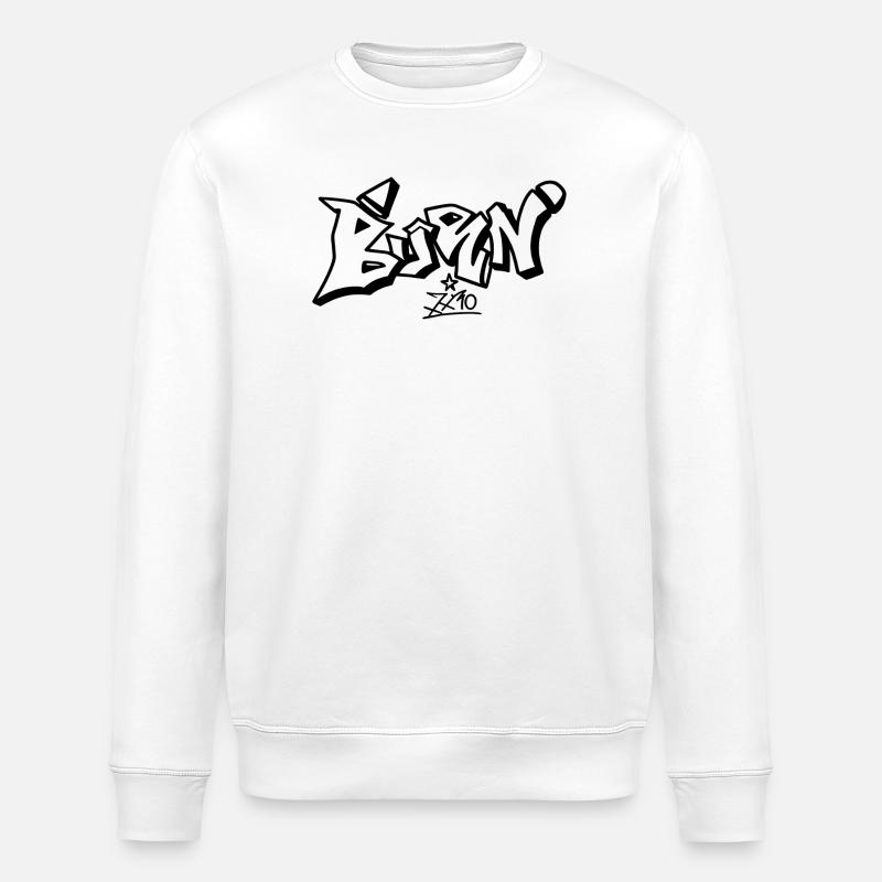 Composition abstraite en lin noir - Sweat bio ROLLER Stanley/Stella Unisexe - blanc