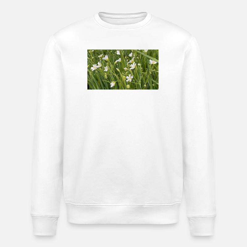 Fleurs blanches de prairie sauvage - Sweat bio ROLLER Stanley/Stella Unisexe - blanc