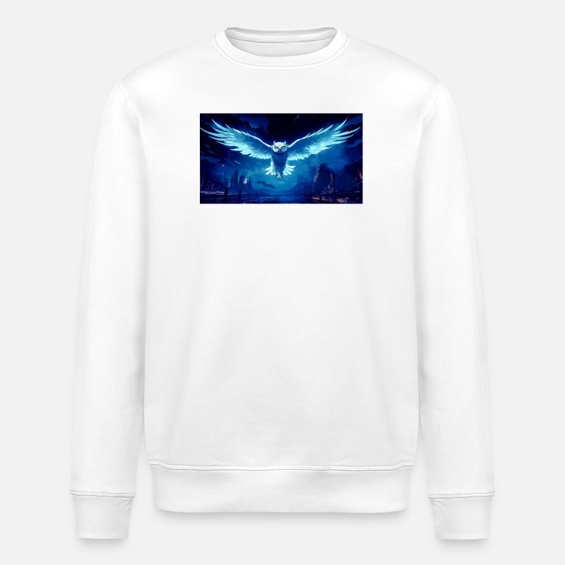 Blue Night Owl Flight - Stanley/Stella ROLLER Unisex Organic Sweatshirt - white