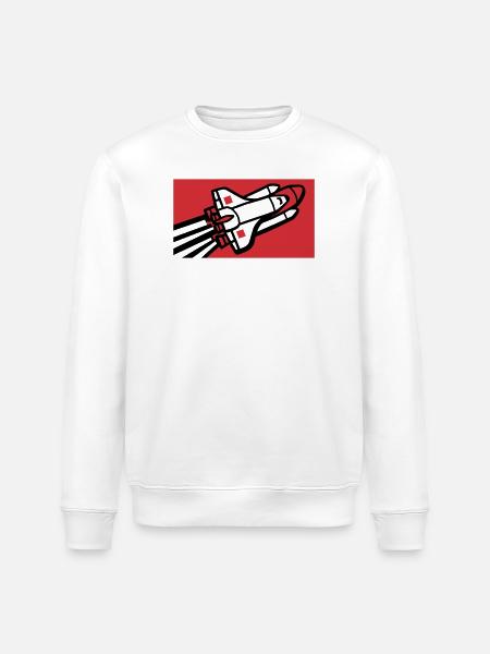 Space Shuttle Silhouette - Stanley/Stella ROLLER Unisex Organic Sweatshirt - white