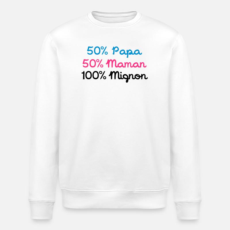 Papa 50% 50% 100% Nette Mom - Stanley/Stella Unisex Bio-Sweatshirt ROLLER - Weiß