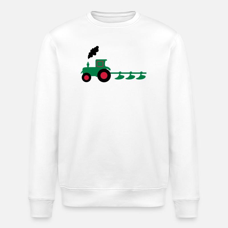 tractor plow - Stanley/Stella ROLLER Unisex Organic Sweatshirt - white