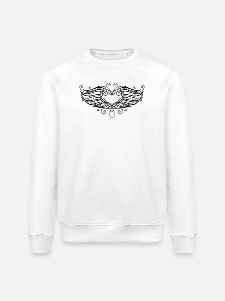Filigree Tattoo Heart with wings. - Stanley/Stella ROLLER Unisex Organic Sweatshirt - white