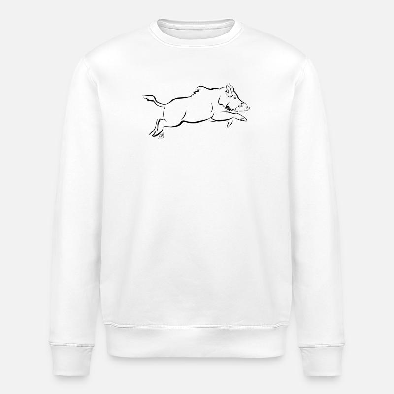 Sanglier dans le saut - Sweat bio ROLLER Stanley/Stella Unisexe - blanc