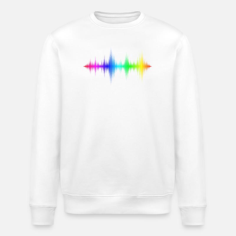 Rainbow Sound Waves - Stanley/Stella ROLLER Unisex Organic Sweatshirt - white