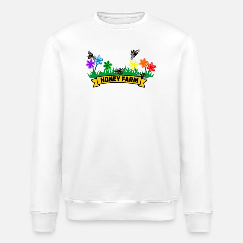 Honigfarm mit bunten Blumen - Stanley/Stella Unisex Bio-Sweatshirt ROLLER - Weiß