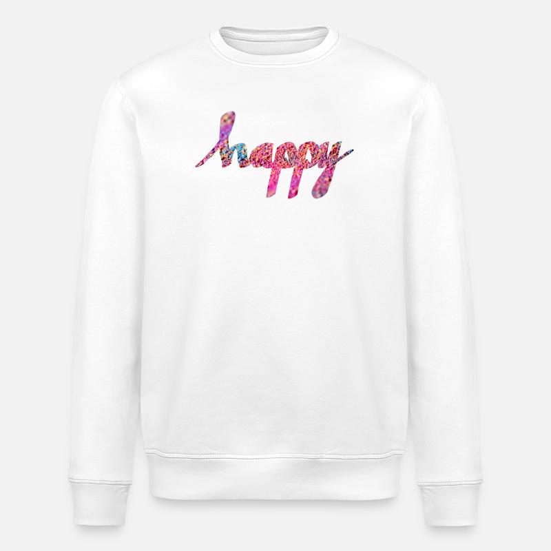 HAPPY - Stanley/Stella ROLLER Unisex Organic Sweatshirt - white