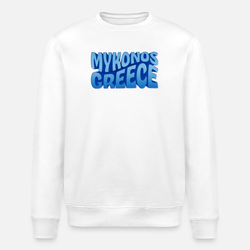 Mykonos Grèce Design à Points Bleus - Sweat bio ROLLER Stanley/Stella Unisexe - blanc