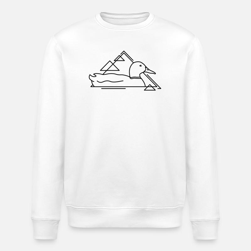 Schwimmende Ente in geometrischem Design - Stanley/Stella Unisex Bio-Sweatshirt ROLLER - Weiß