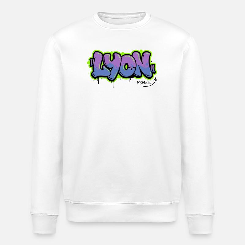 Graffiti-Schriftzug Lyon - Stanley/Stella Unisex Bio-Sweatshirt ROLLER - Weiß