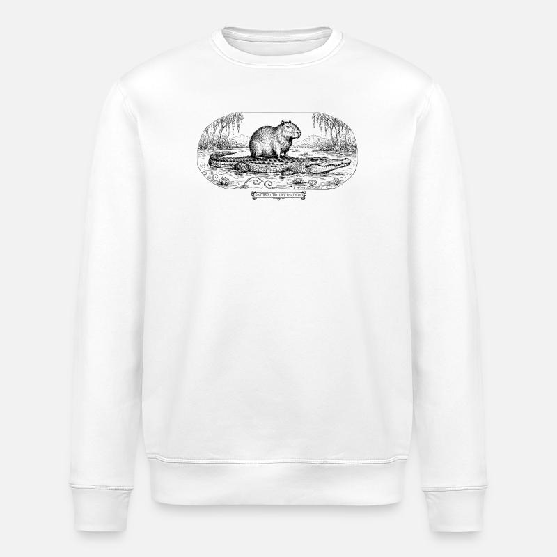 Croc und Capybara - Stanley/Stella Unisex Bio-Sweatshirt ROLLER - Weiß