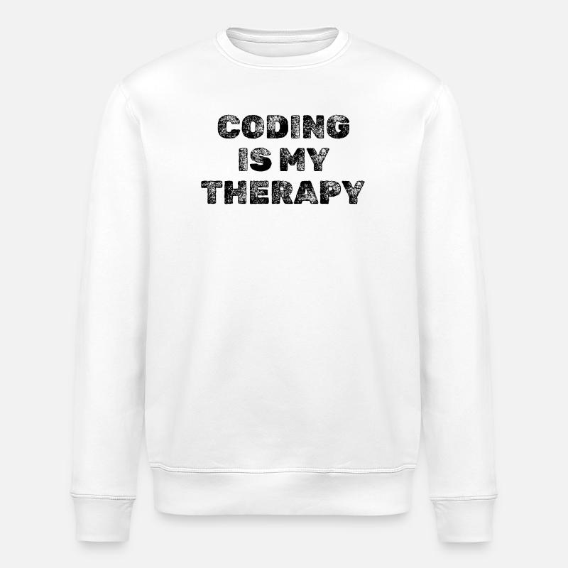 Coding Is My Therapy Developer Saying - Stanley/Stella ROLLER Unisex Organic Sweatshirt - white