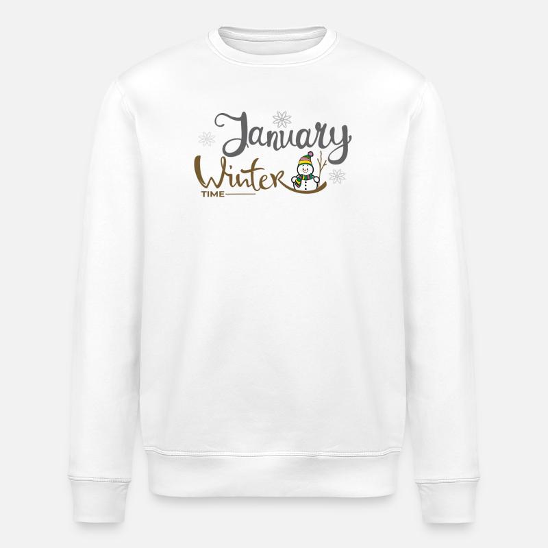 Januar Winterzeit Schneemann - Stanley/Stella Unisex Bio-Sweatshirt ROLLER - Weiß