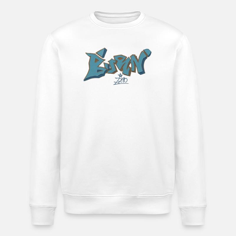 Contour bleu graffiti de Berlin - Sweat bio ROLLER Stanley/Stella Unisexe - blanc