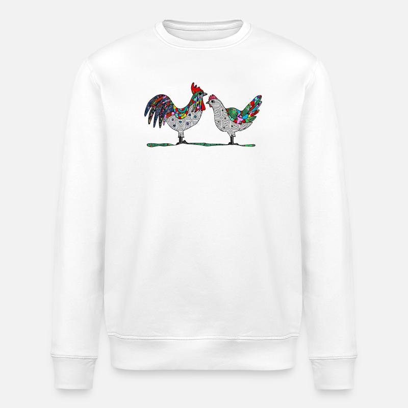Coq et poule - Sweat bio ROLLER Stanley/Stella Unisexe - blanc