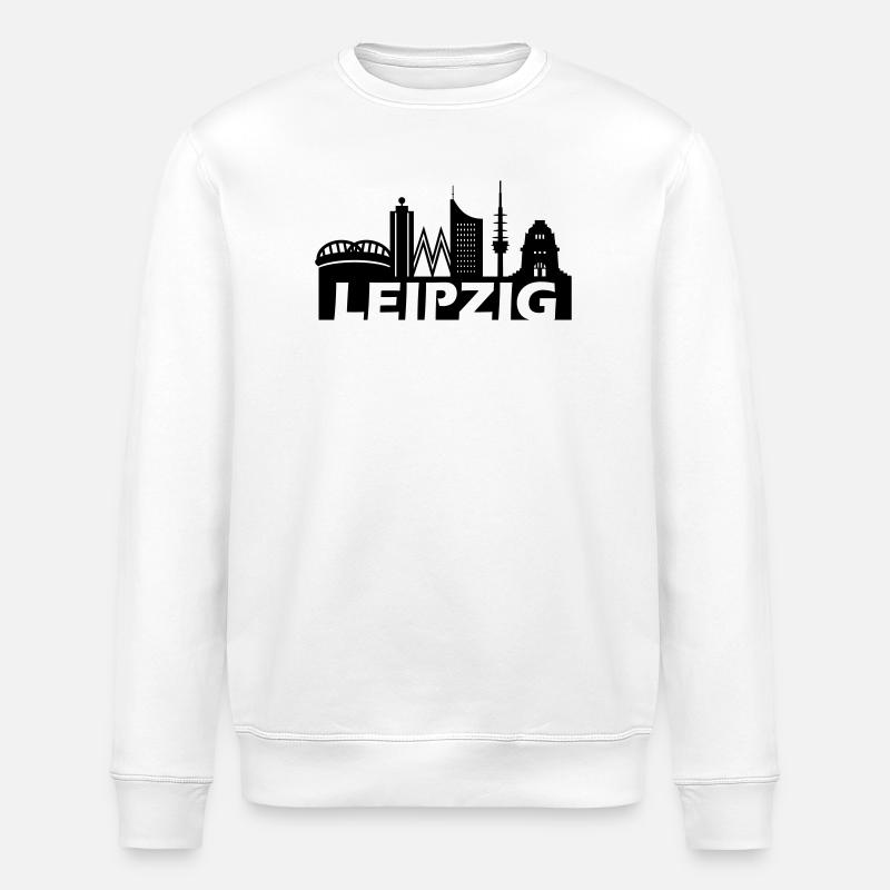 Skyline de Leipzig - Sweat bio ROLLER Stanley/Stella Unisexe - blanc