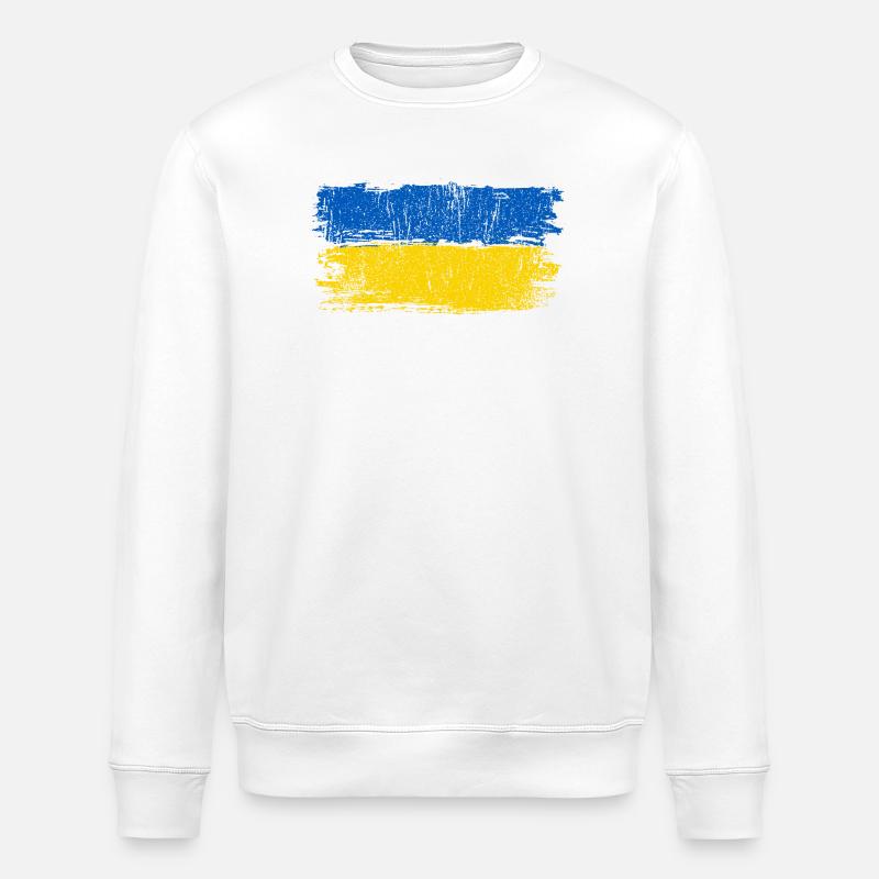 Pinselstrich der Ukraine-Flagge - Stanley/Stella Unisex Bio-Sweatshirt ROLLER - Weiß