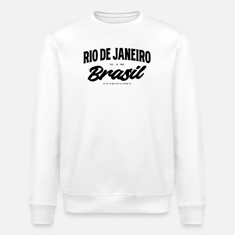 Rio de Janeiro, Brésil Script Banner - Sweat bio ROLLER Stanley/Stella Unisexe - blanc