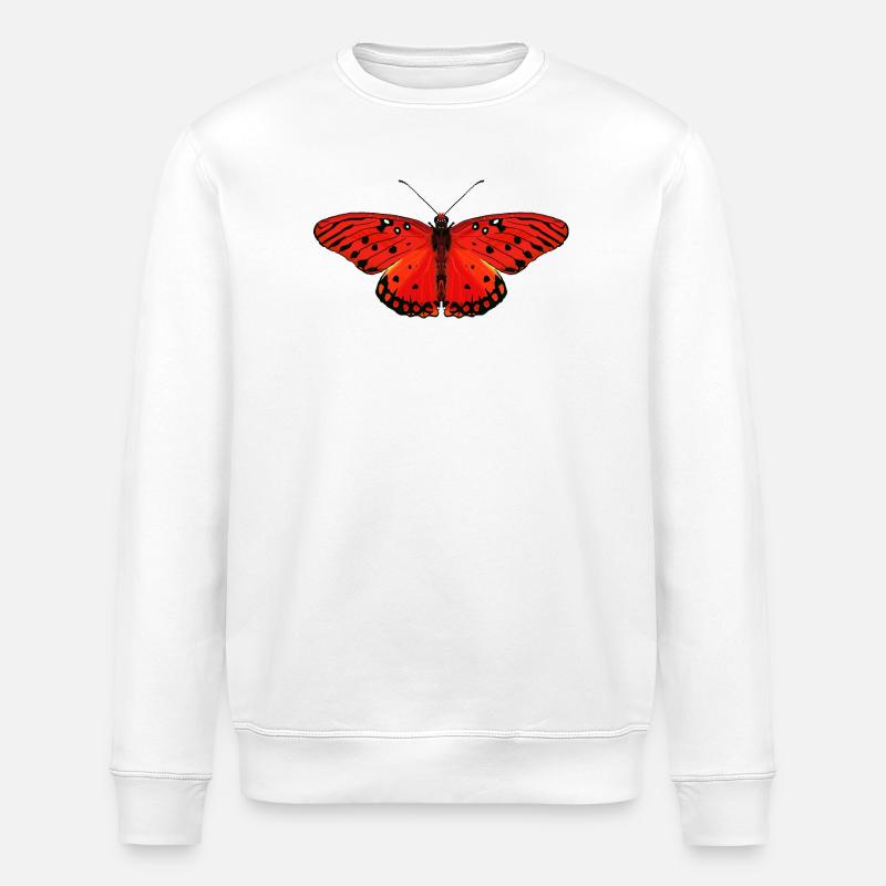 Feuriger roter Schmetterling - Stanley/Stella Unisex Bio-Sweatshirt ROLLER - Weiß